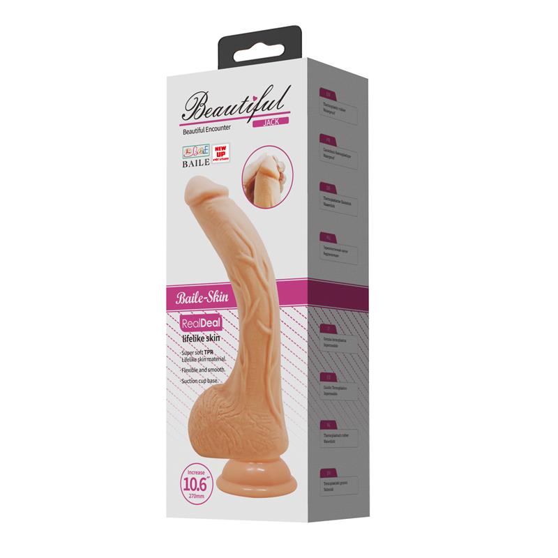 BEAUTIFUL JACK - Vibrating quick orgasm G-spot stimulating dildo (XL 27 cm)