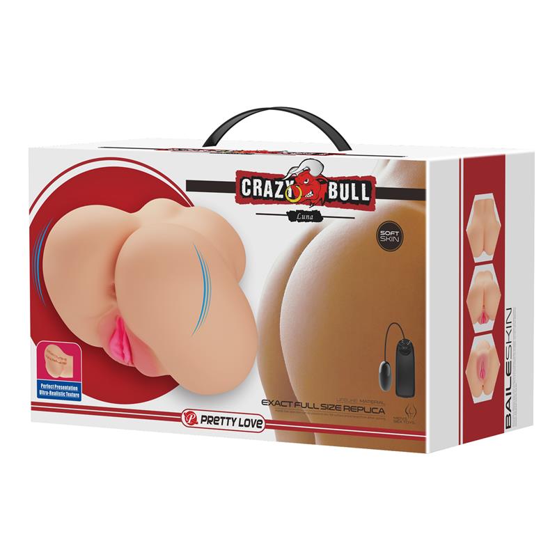 Реалистичный вибрирующий мастурбатор с 2 отверстиями CRAZY BULL Luna