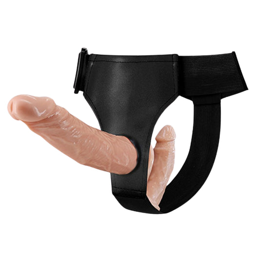 BAILE dubultā dildo strap-on biksītes (18 cm + 15 cm)