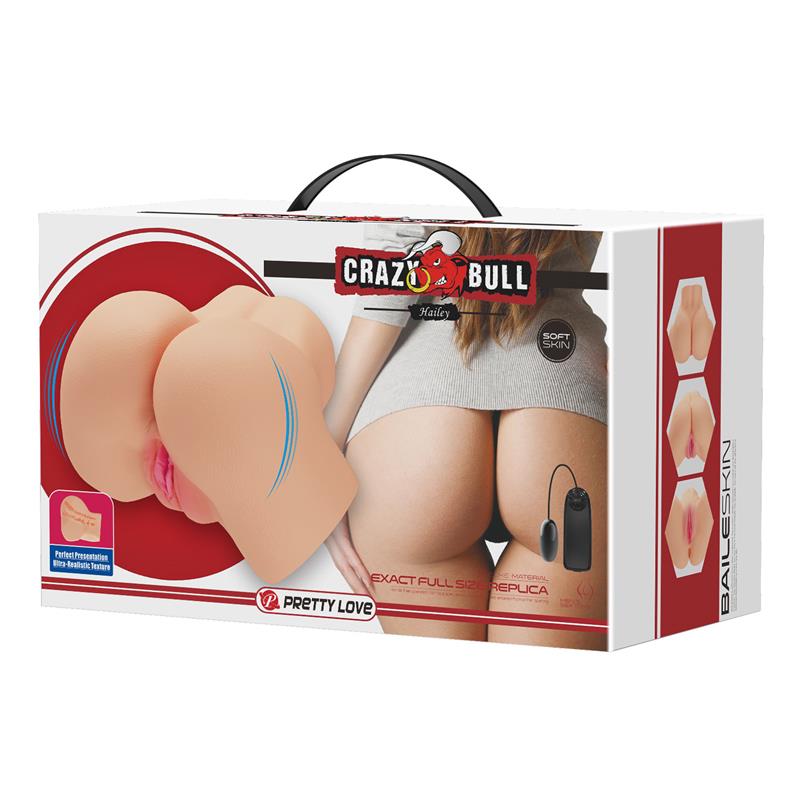 Реалистичный вибрирующий мастурбатор с 2 отверстиями CRAZY BULL Hailey