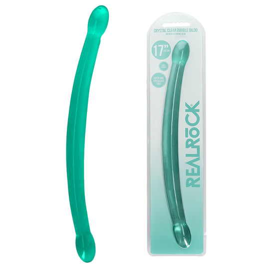 RealRock Crystal Clear divpusējs dildo (42 cm)