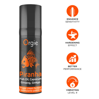 Orgie Piranha Power - krēms erekcijas un uzbudinājuma pastiprināšanai (15 ml)