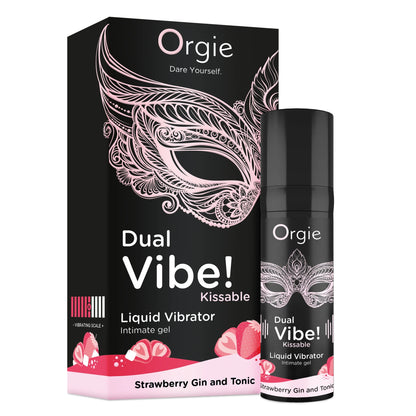 Šķidrais vibrators pāriem Orgie Dual Vibe! Kissable Strawberry Gin and Tonic (15 ml)