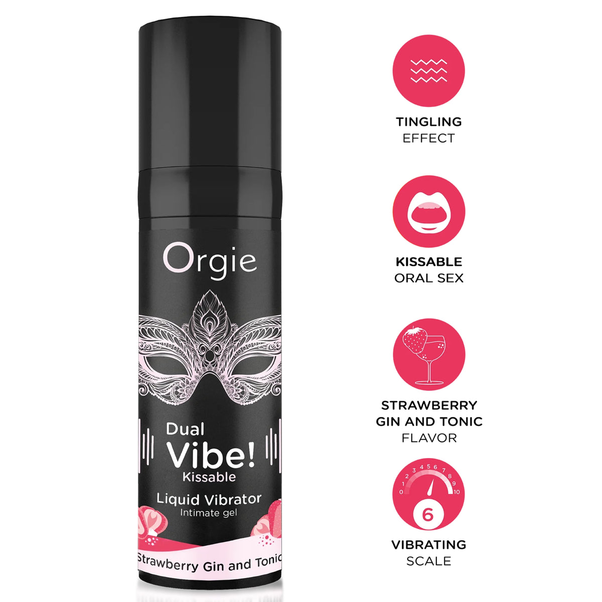 Šķidrais vibrators pāriem Orgie Dual Vibe! Kissable Strawberry Gin and Tonic (15 ml)