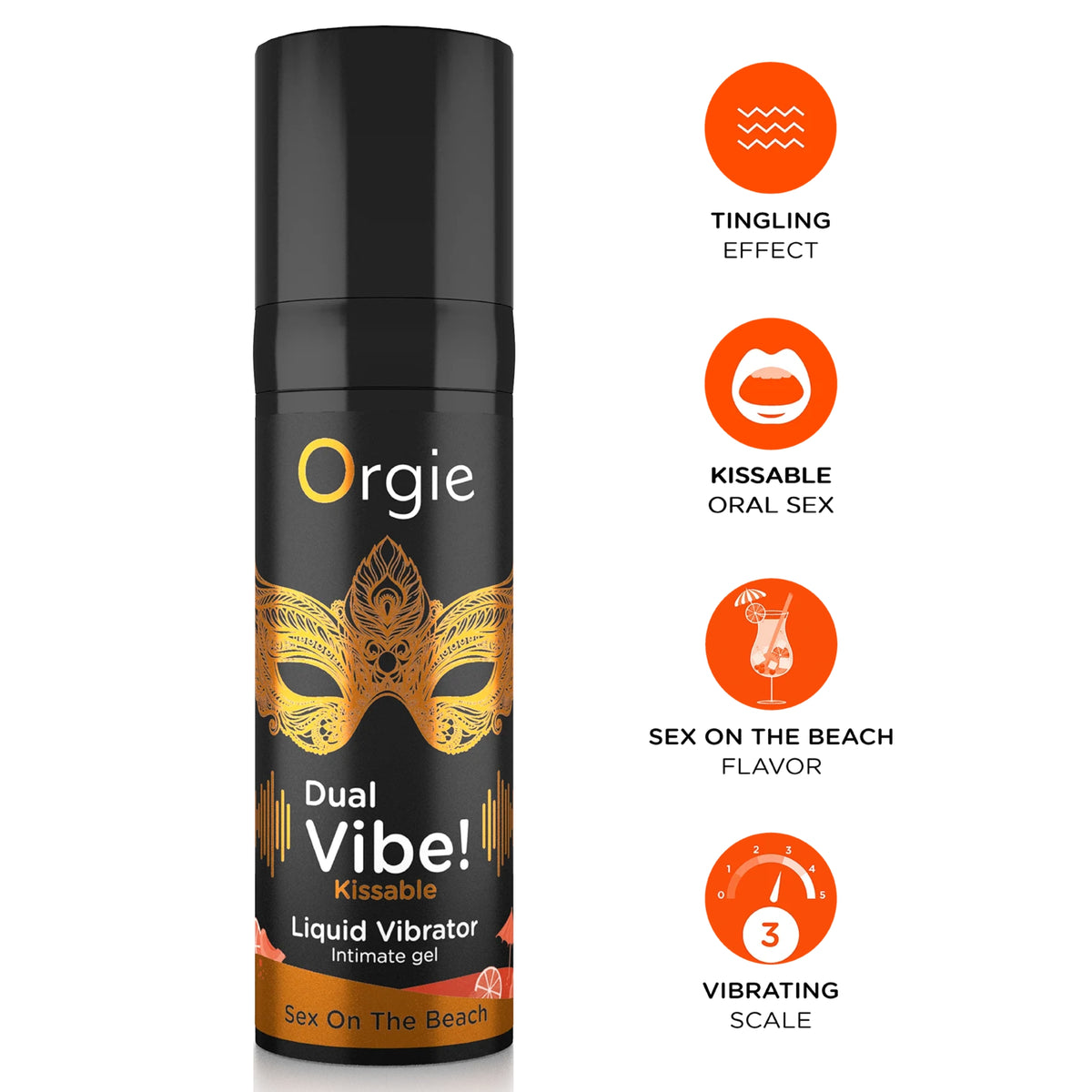 Orgie Dual Vibe! Kissable Sex On The Beach šķidrais vibrators pāriem (15 ml)