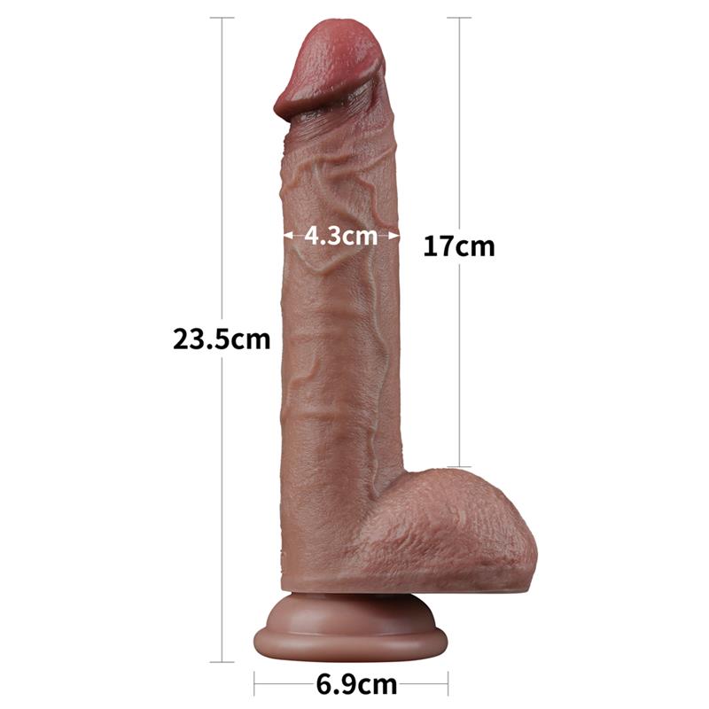 LOVETOY Premium Divslāņu Silikona Dildo ar piesūcekni 23 cm