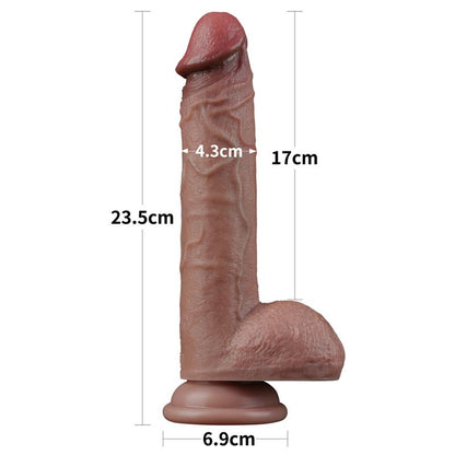 LOVETOY Premium Divslāņu Silikona Dildo ar piesūcekni 23 cm
