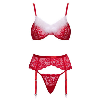 Ziemassvētku apakšveļas komplekts ar zeķturiem Cottelli Lingerie X-Mas (S/M)
