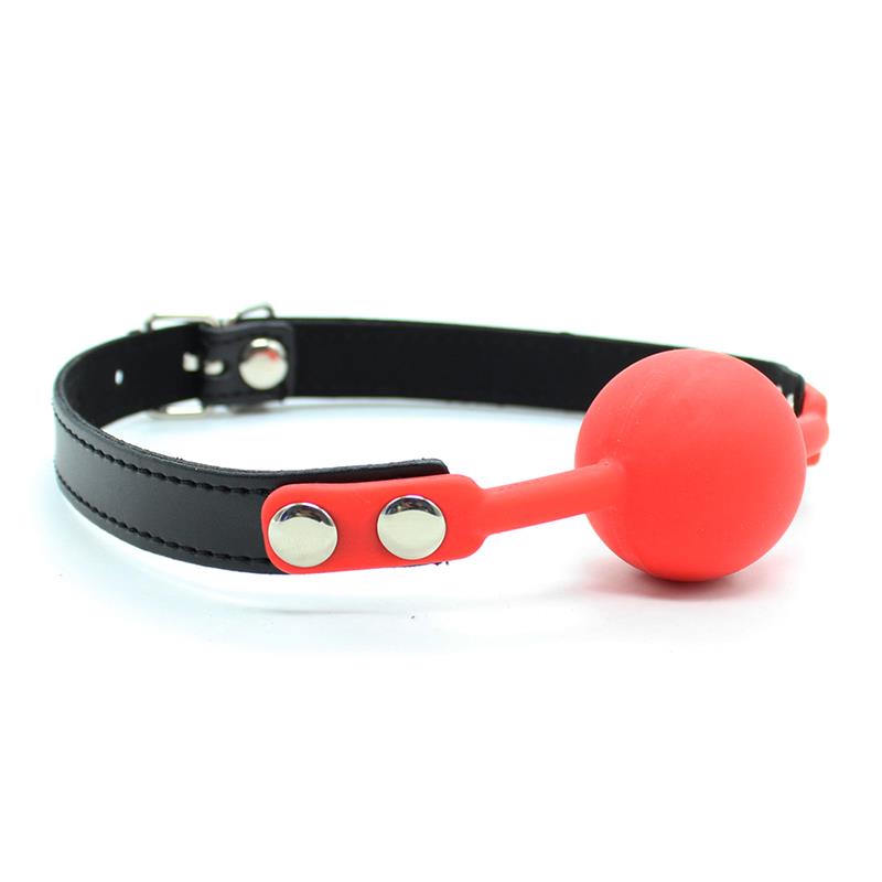 LATETOBED BDSM LINE - Silicone Mouth Gag Black with Red 4 cm