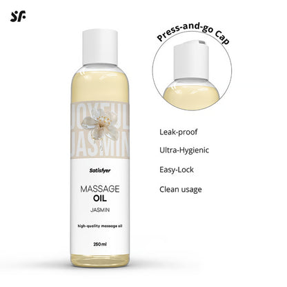 Satisfyer Jasmin masažo aliejus su jazminų aromatu (250 ml) – produkto detalės