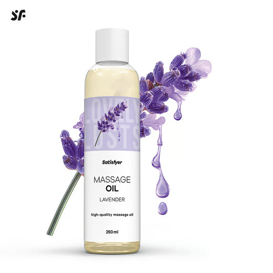 Satisfyer Lavender masāžas eļļa ar lavandas aromātu (250 ml) – produkta skats