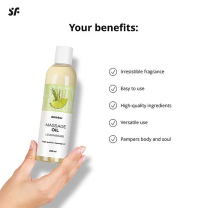 Satisfyer Lemongrass masažo aliejus su citrinžolių aromatu (250 ml) – papildomas vaizdas