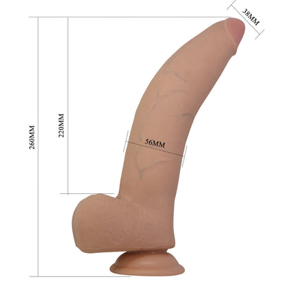 PRETTY LOVE Quinlan Premium - Reālistisks dildo ar slīdošu ādu 26 cm - preces izmēri