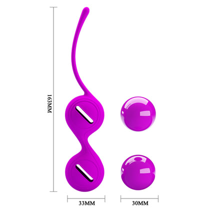PRETTY LOVE Orgasmic Balls Kegelio kamuoliukai dubens dugno raumenų treniruotėms (violetiniai) – papildomas vaizdas