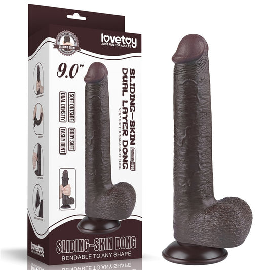 LoveToy - DONG Dubultas slīdošas ādas dildo (23 cm)