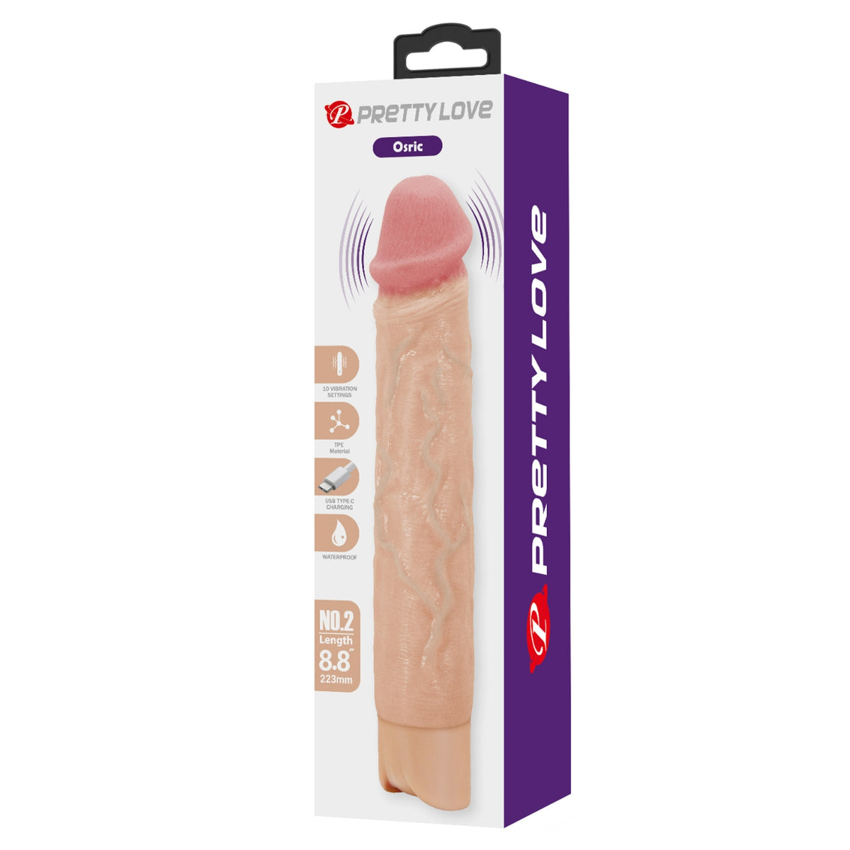 PRETTY LOVE Osric dildo vibrators 22.3 cm - preces iepakojums