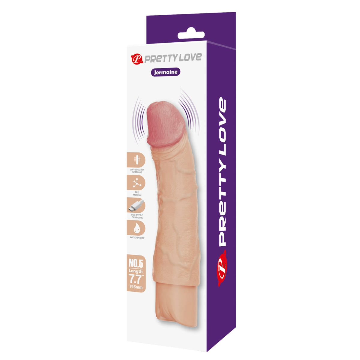 PRETTY LOVE Jermaine dildo vibrators 19.5 cm - preces iepakojums