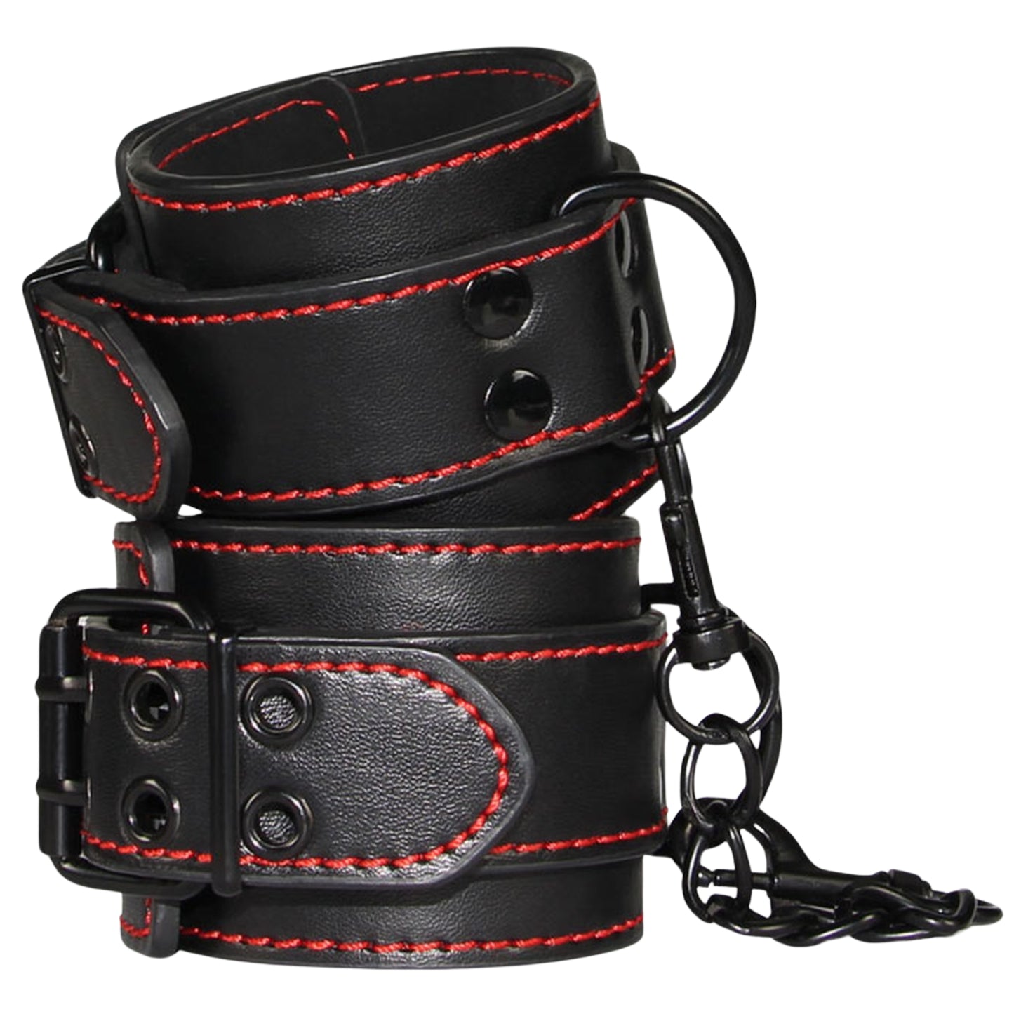 LOVETOY Bondage Fetish kulkšņu raiščiai su raudonomis siūlėmis