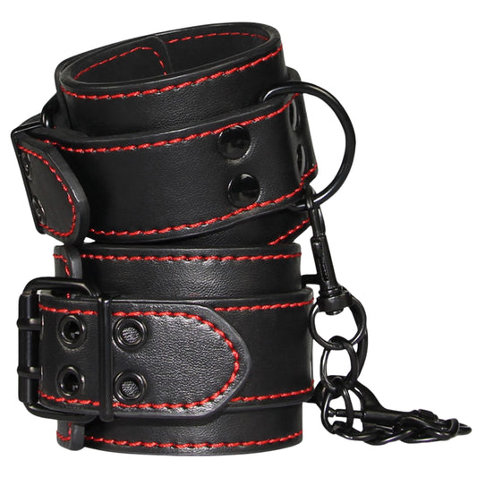 LOVETOY Bondage Fetish potīšu saites ar sarkanām šuvēm