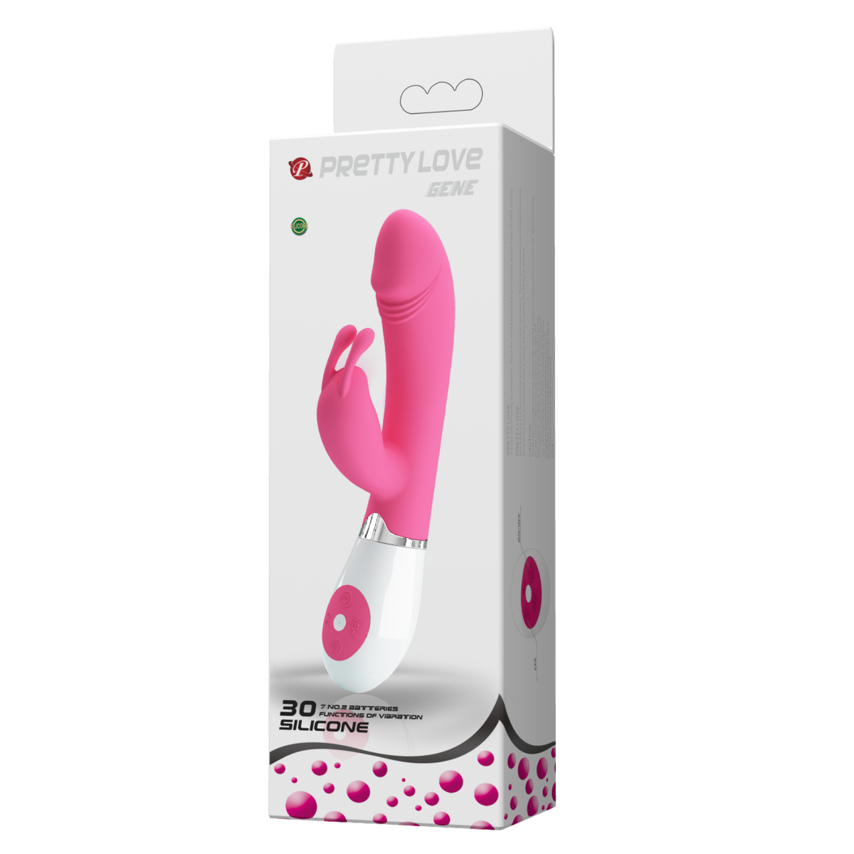 Rabbit vibrators ar klitora stimulatoru PRETTY LOVE Gene, 30 vibrācijas režīmi - preces iepakojums