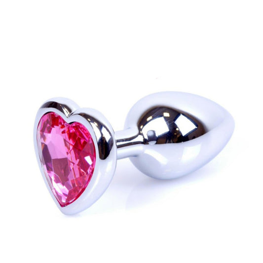 BS metāla anālais spraudnis ar sirds formas dimantu (7 cm)