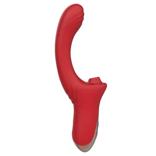 G-punkta vibrators ar klitora sūkšanas stimulatoru BS Magic Wand (sarkans)