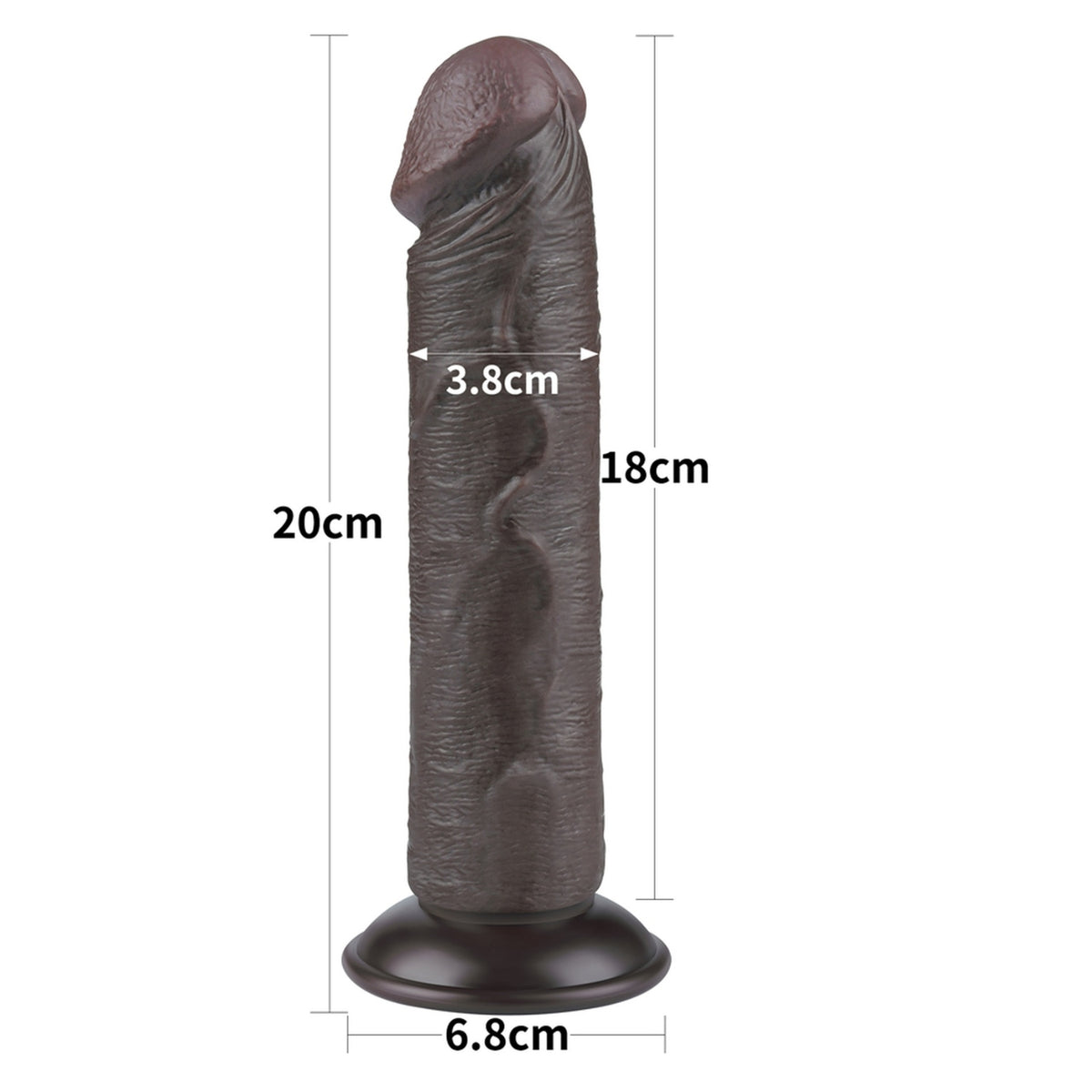 Reālistisks dildo ar slīdošu ādu LOVETOY Dong (20 cm) - preces izmēri