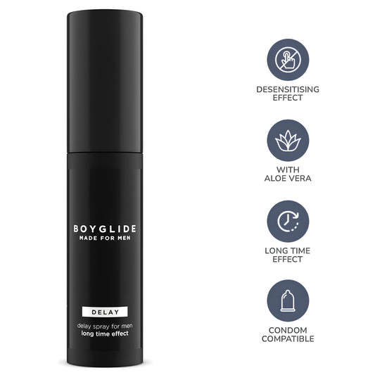 BOYGLIDE Delay 20 ml jutību mazinošs sprejs vīriešiem ar Aloe Vera