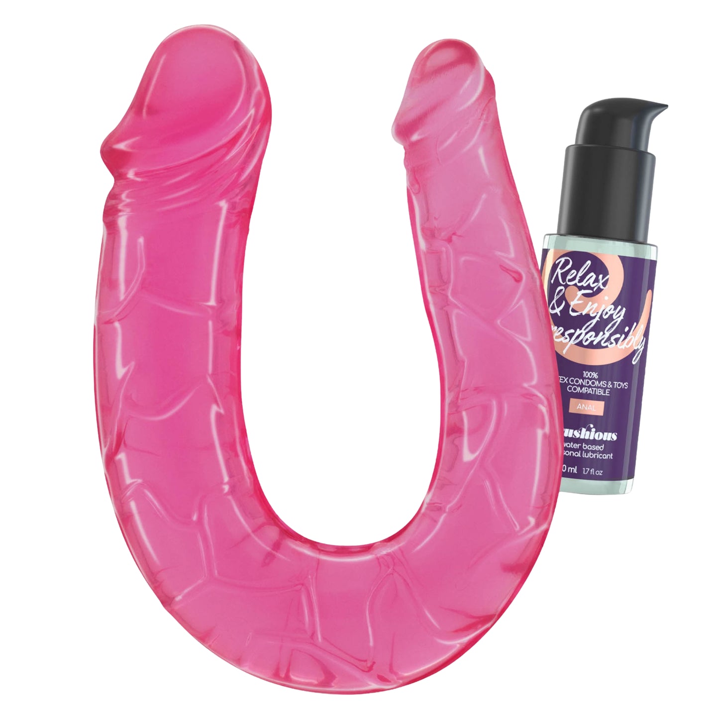 Crushious divpusējais dildo (27 cm) ar 50 ml lubrikantu