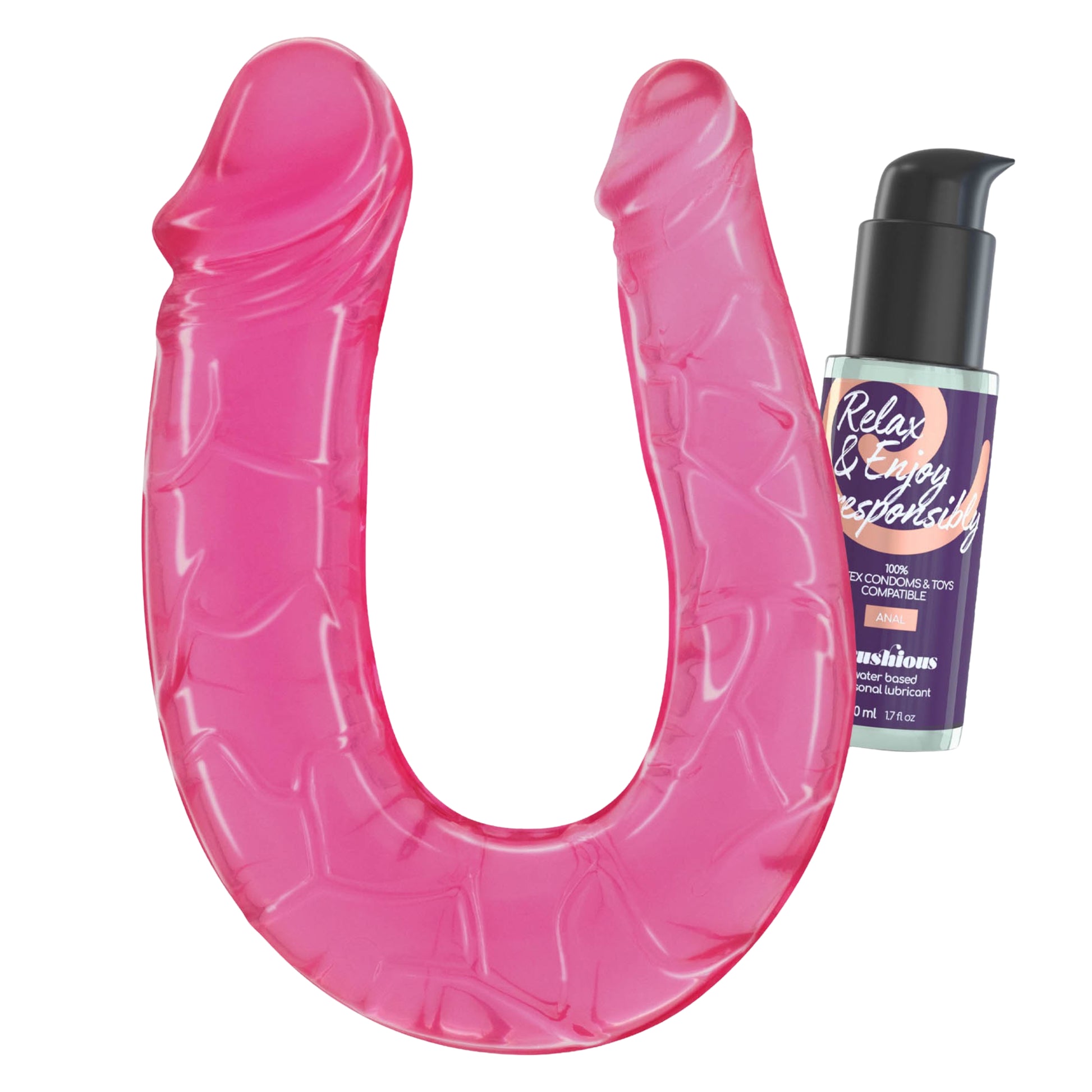 Crushious divpusējais dildo (27 cm) ar 50 ml lubrikantu