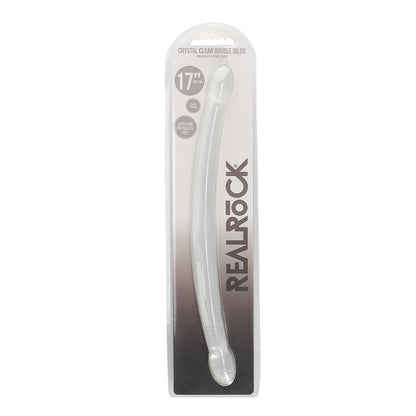 RealRock Crystal Clear divpusējs dildo, caurspīdīgs (42 cm)