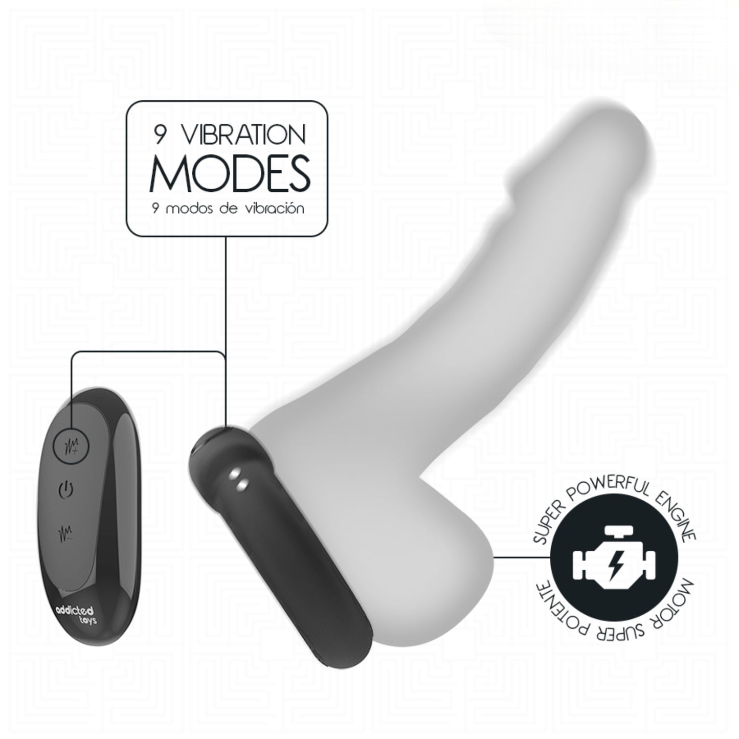 ADDICTED TOYS vibrējošs erekcijas gredzens ar 9 vibrācijas režīmiem un tālvadību