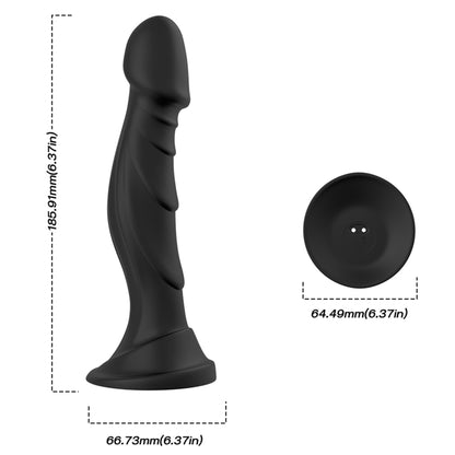 Vibrējošs silikona dildo BS SMART Optimus Black (18.6 cm) (preces izmēri)