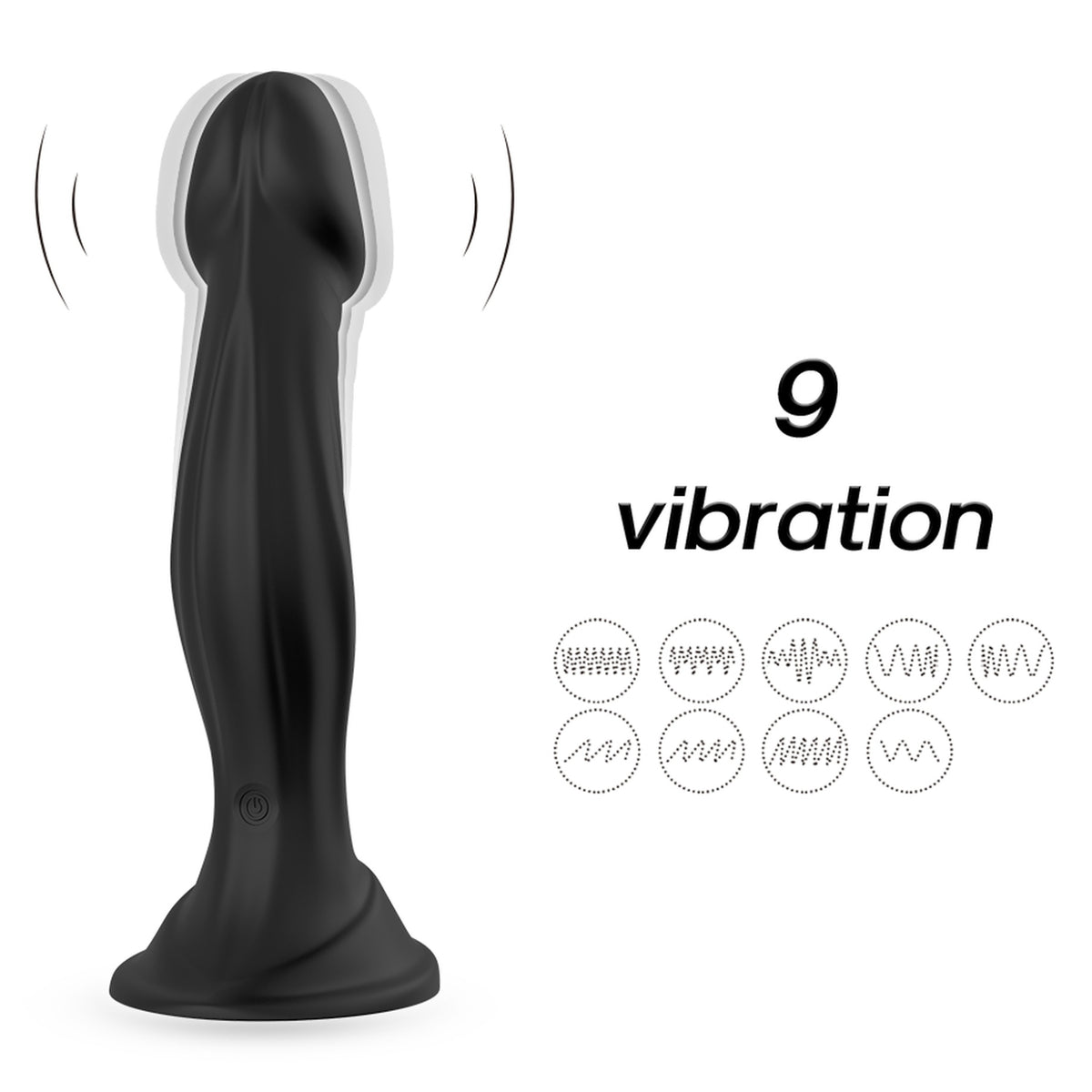 Vibrējošs silikona dildo BS SMART Optimus Black (18.6 cm) (dildo funkcijas)