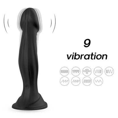 Vibrējošs silikona dildo BS SMART Optimus Black (18.6 cm) (dildo funkcijas)