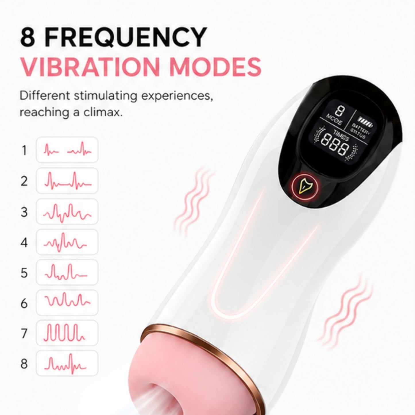 BS SMART vibrējošs masturbators ar 8 vibrācijas un pulsācijas režīmiem