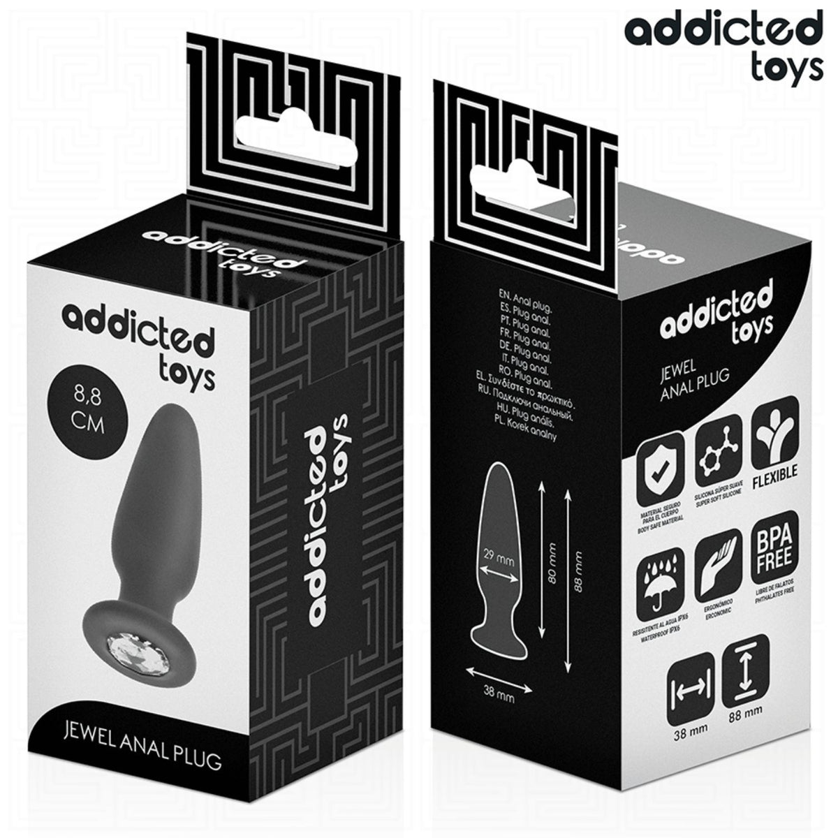 Silikona Anālais Aizbāznis ADDICTED TOYS Jewel S izmērs 8.8 cm - preces iepakojums