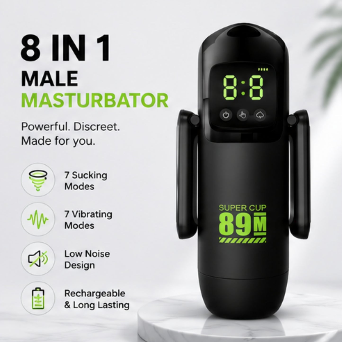 BS SMART daudzfunkcionāls automātiskais masturbators ar 8-in-1 funkcijām