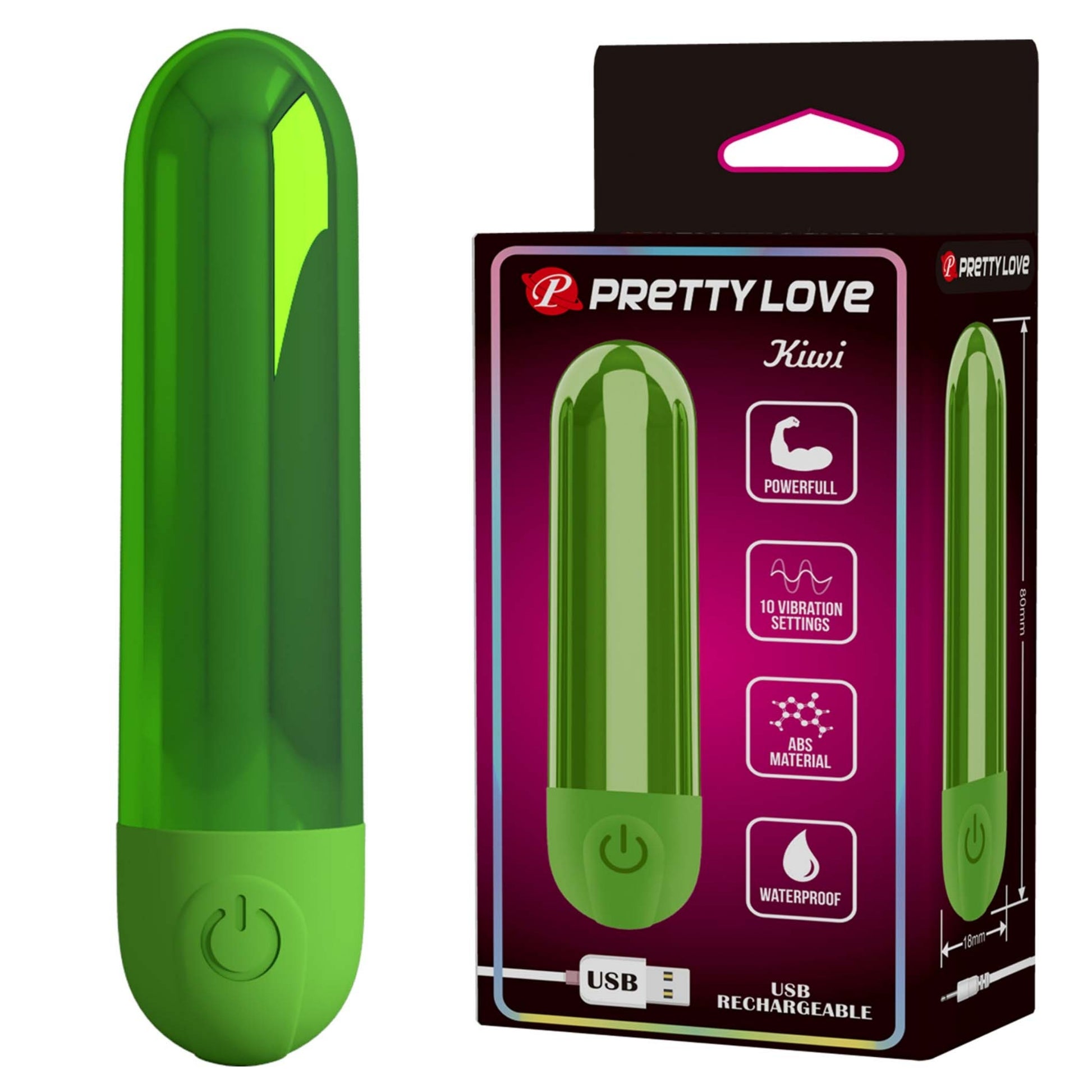 PRETTY LOVE Kiwi zaļš mini vibrators ar 10 vibrācijas režīmiem