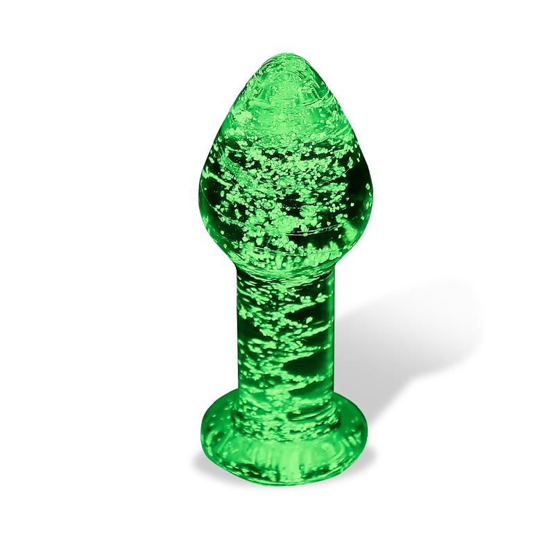 GLOW IN THE DARK BUTT PLUG - Stikla Anālais Aizbāznis 9 cm