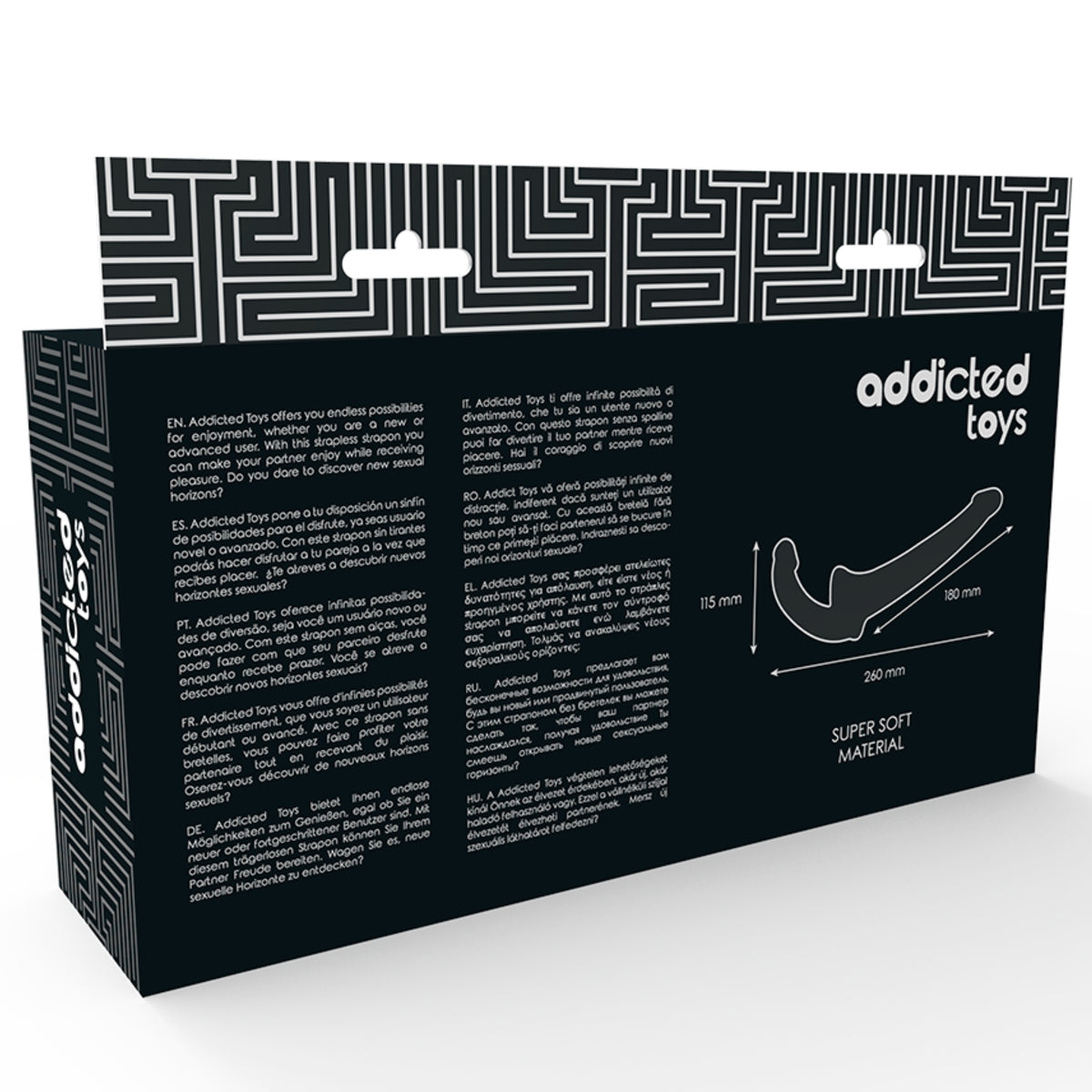 Bezsiksnu strap-on ADDICTED TOYS (melns) (preces kastes aizmugure)