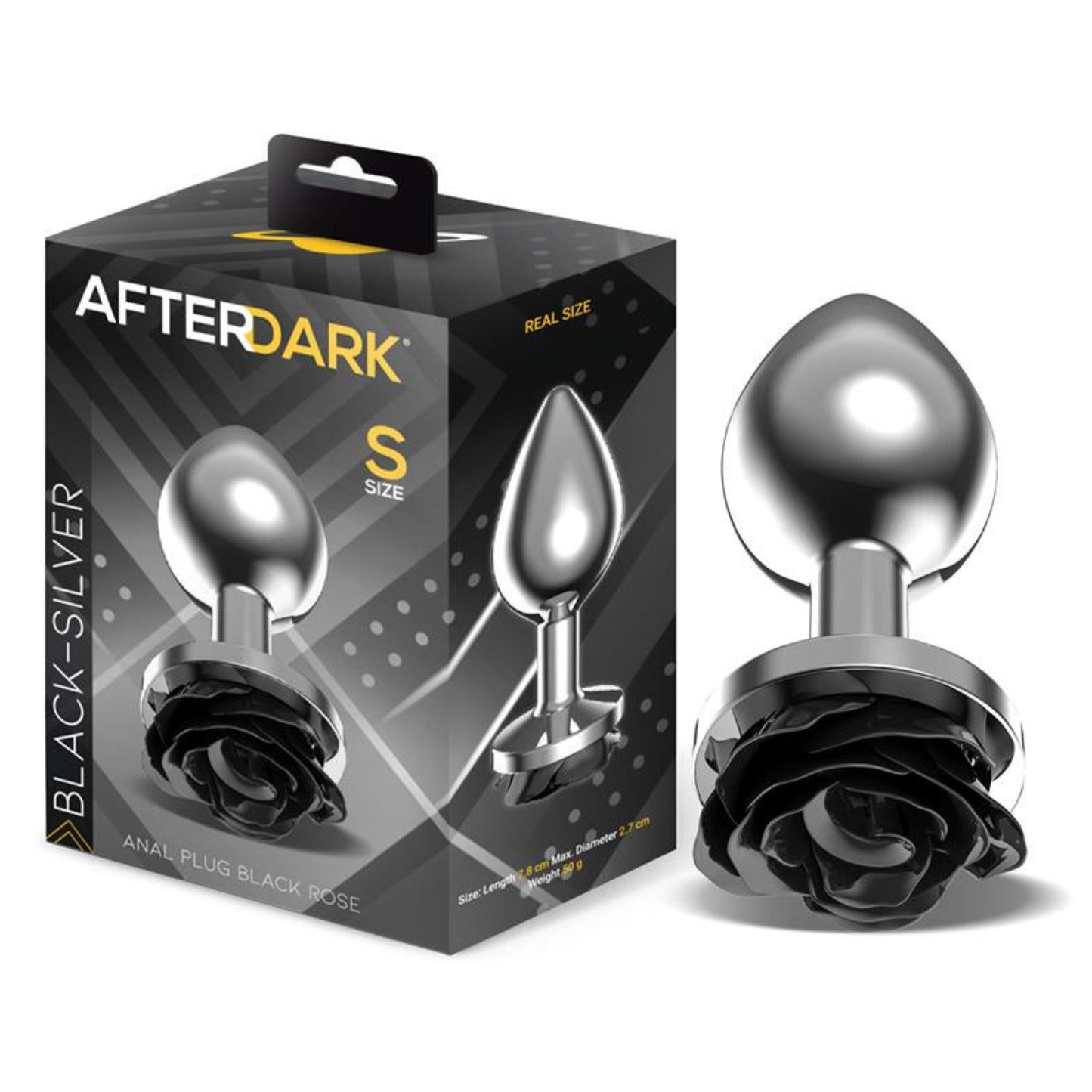 AFTERDARK anālais spraudnis ar melnas rozes pamatni (S)