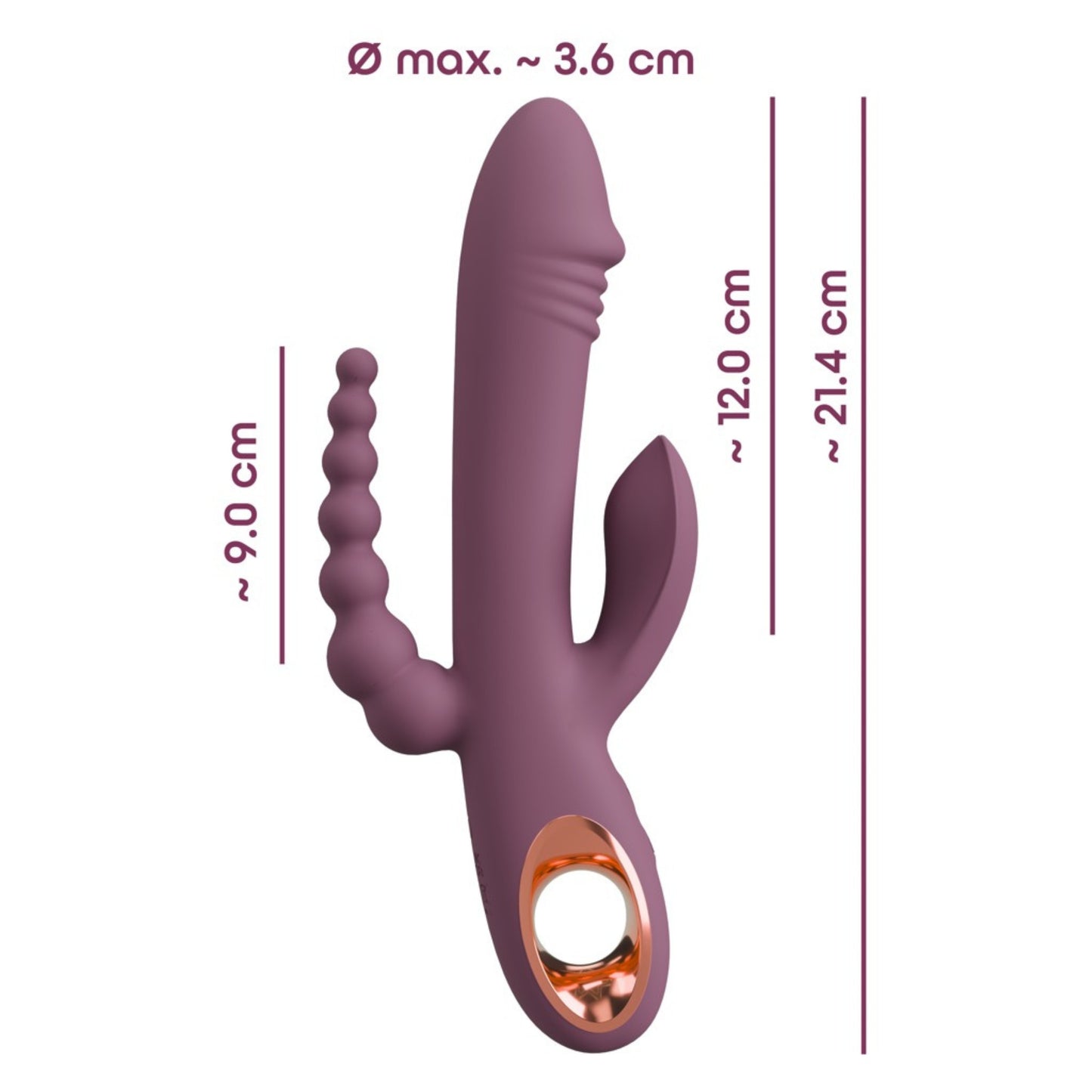 You2Toys Slim Plum trīskāršas stimulācijas vibrators