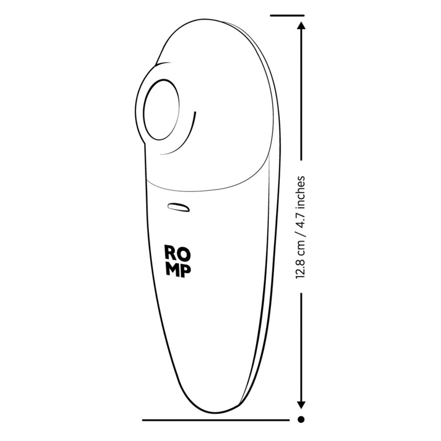 ROMP Switch X klitora stimulatora izmēri un ergonomisks dizains