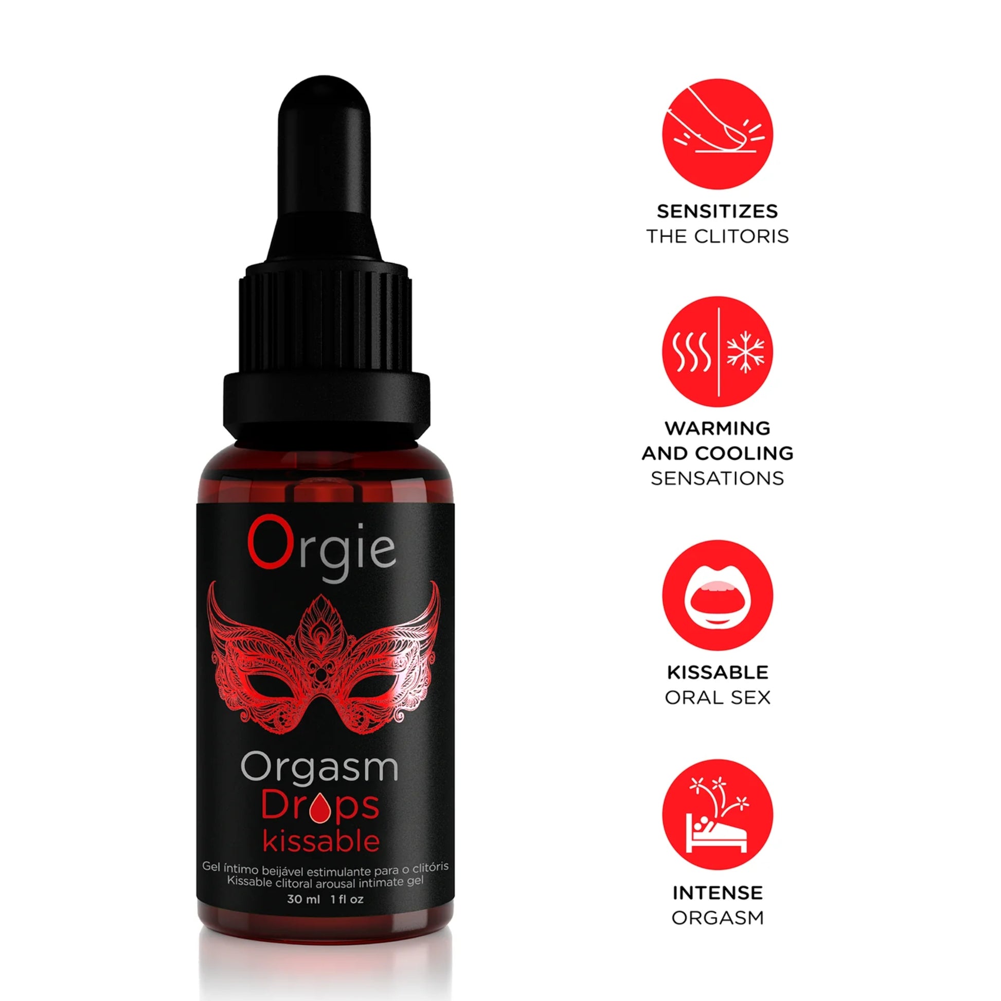Orgie Orgasm Drops Kissable - orgasma gels sievietēm (30 ml)