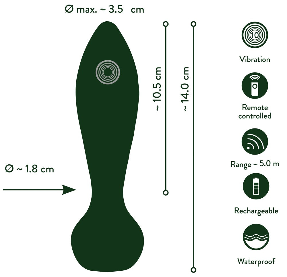 Emerald Love anālais vibrators ar tālvadības pulti
