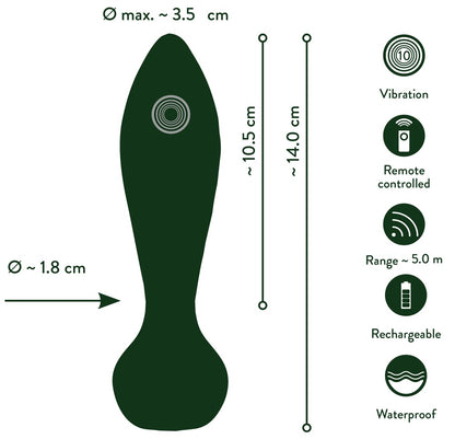 Emerald Love anālais vibrators ar tālvadības pulti