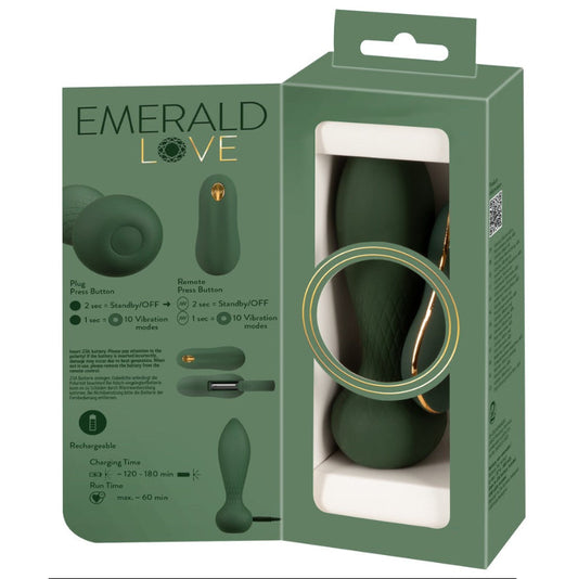 Emerald Love anālais vibrators ar tālvadības pulti