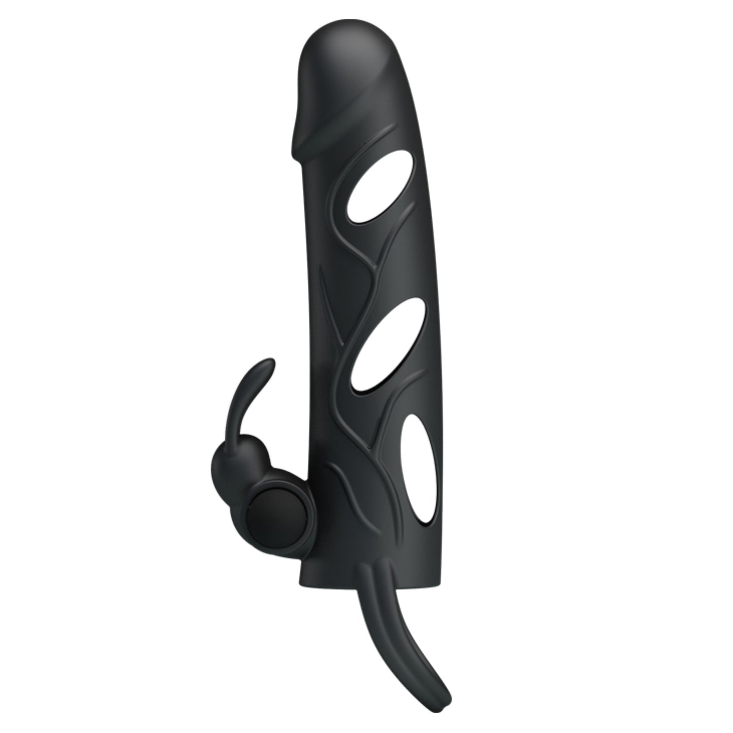 PRETTY LOVE Silicone penis sleeve with vibrating clitoral stimulator