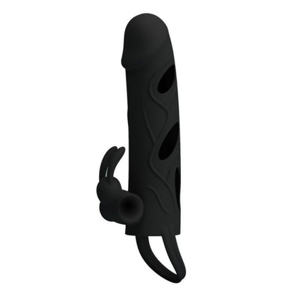 PRETTY LOVE Silicone penis sleeve with vibrating clitoral stimulator
